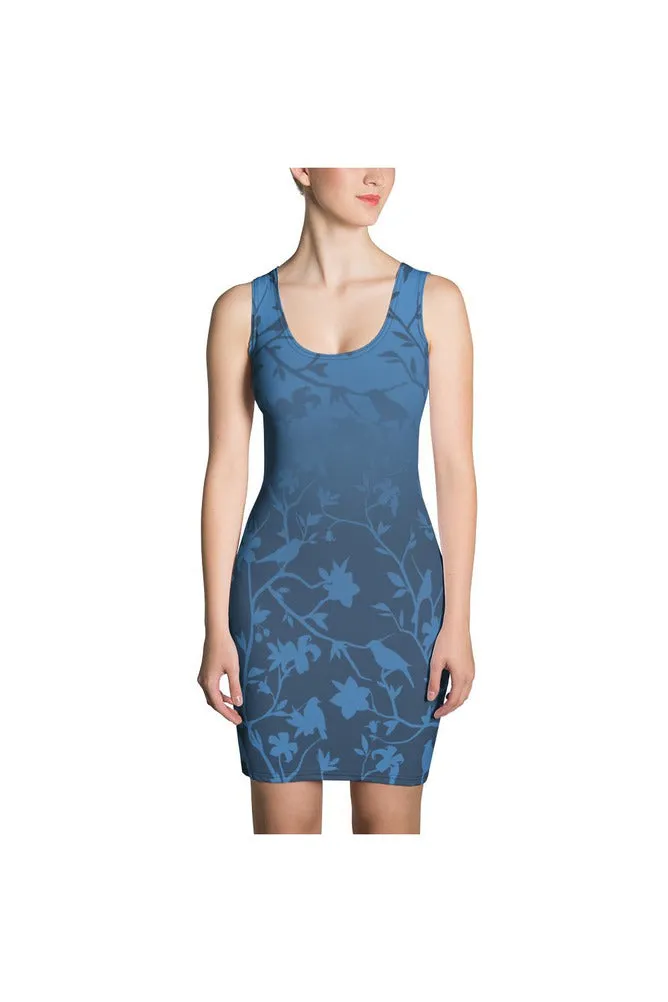 Silhouette of Finches and Flowers Sublimation Dress