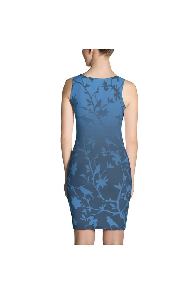 Silhouette of Finches and Flowers Sublimation Dress