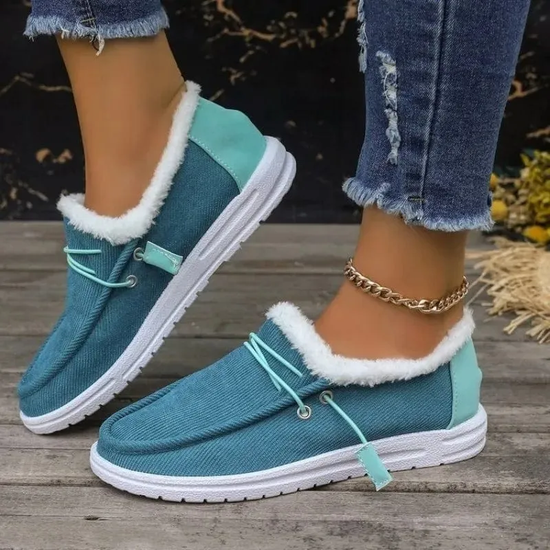 Slip On Fur Canvas Shoes