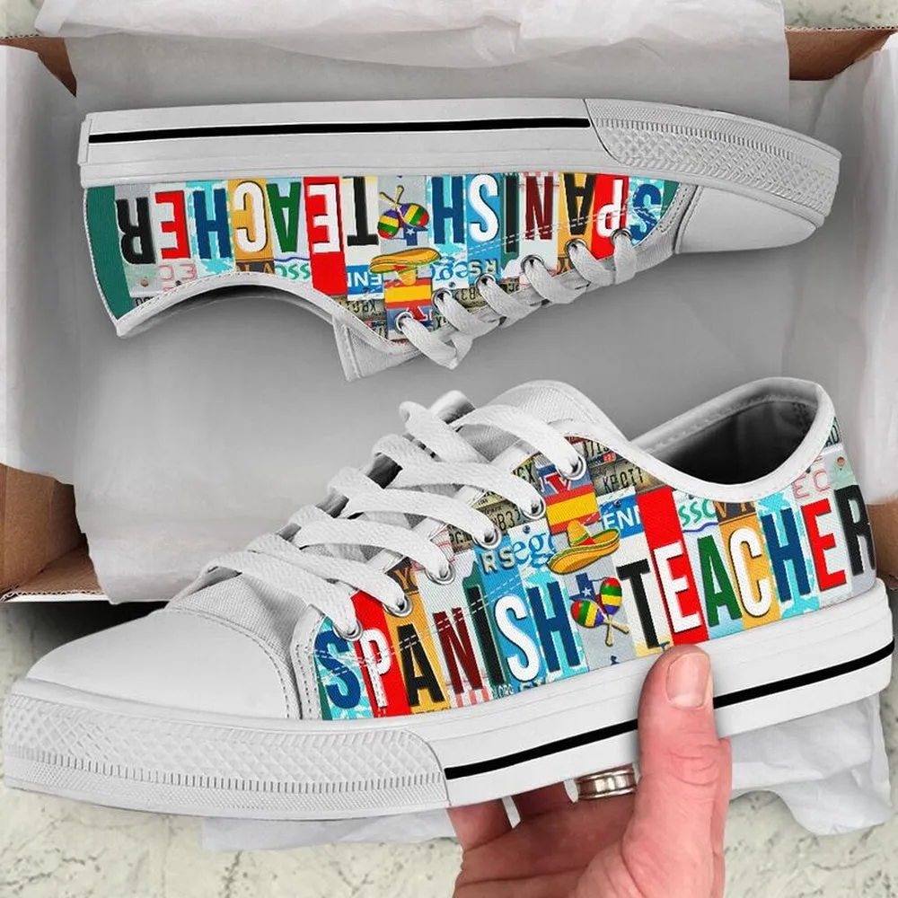 Spanish Teacher Shoes Shoes License Plate Shoes for Mens, Teacher Shoes, Low Top Sneakers