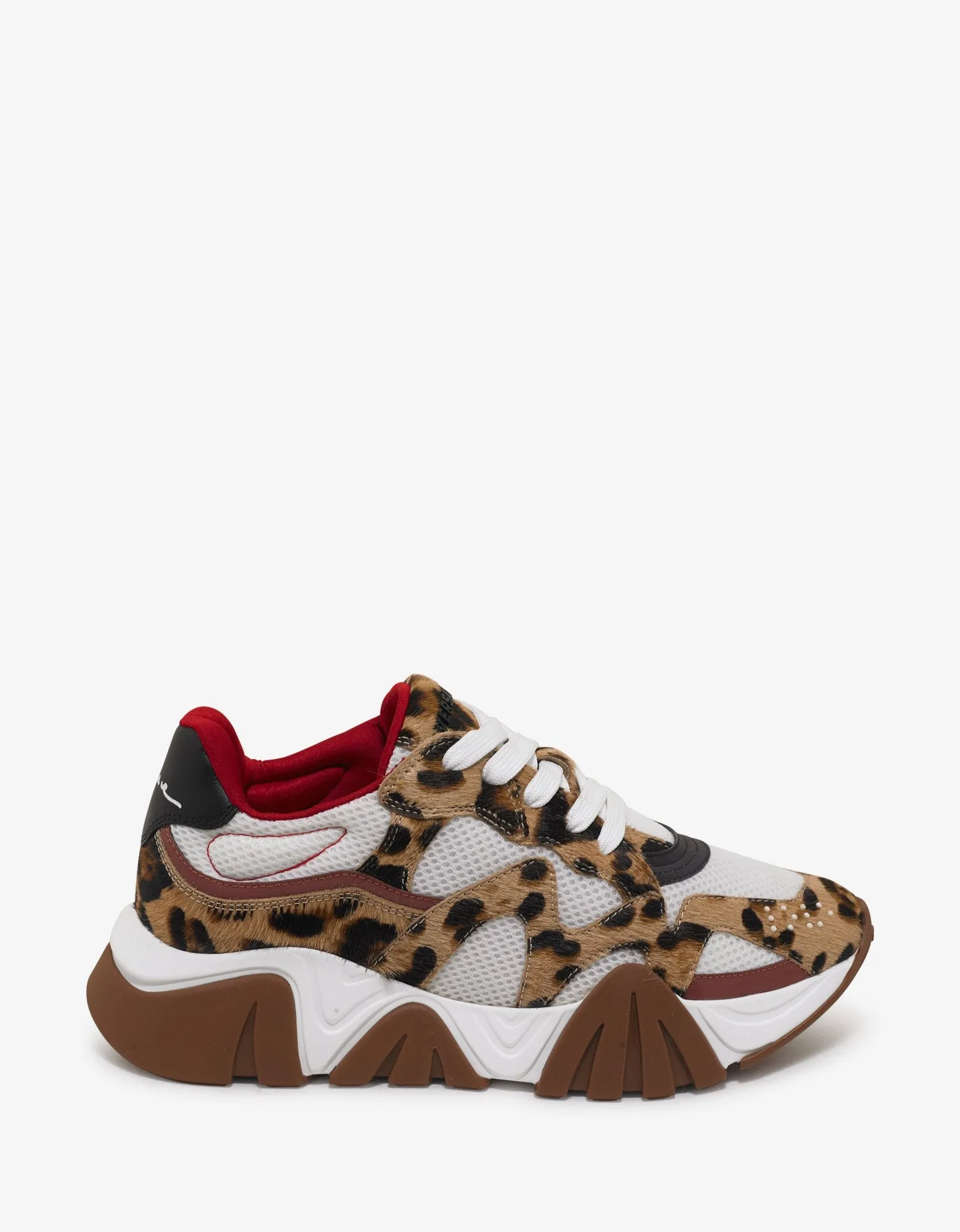 Squalo Leopard Print Calf Hair & Mesh Trainers