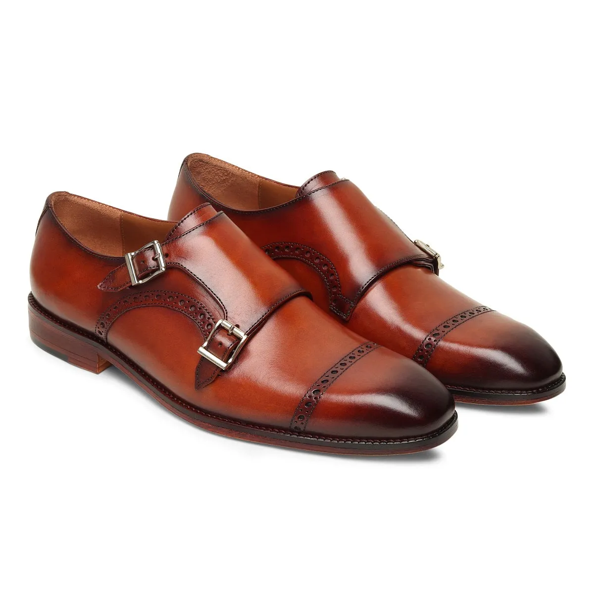 Style Double Monk Strap Handmade Shoes