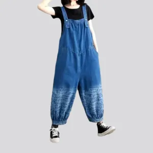 Stylish light wash denim overall for ladies