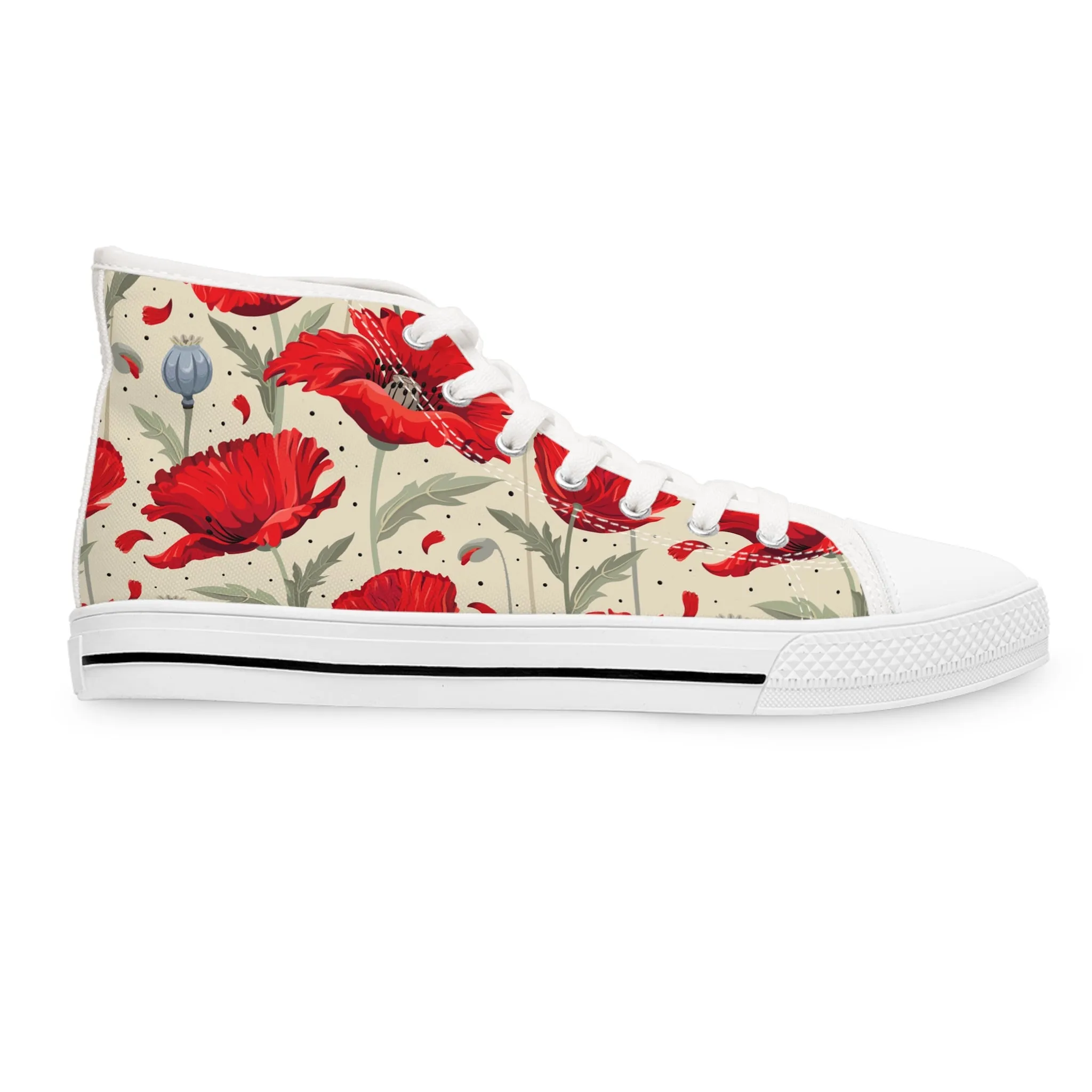 Summer Red Poppy Women's High Top Sneakers