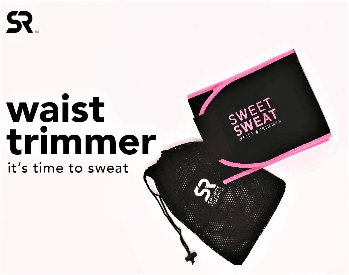 Sweet Sweat Waist Trimmer - Black/Pink | Premium Waist Trainer Sauna Suit for Men & Women