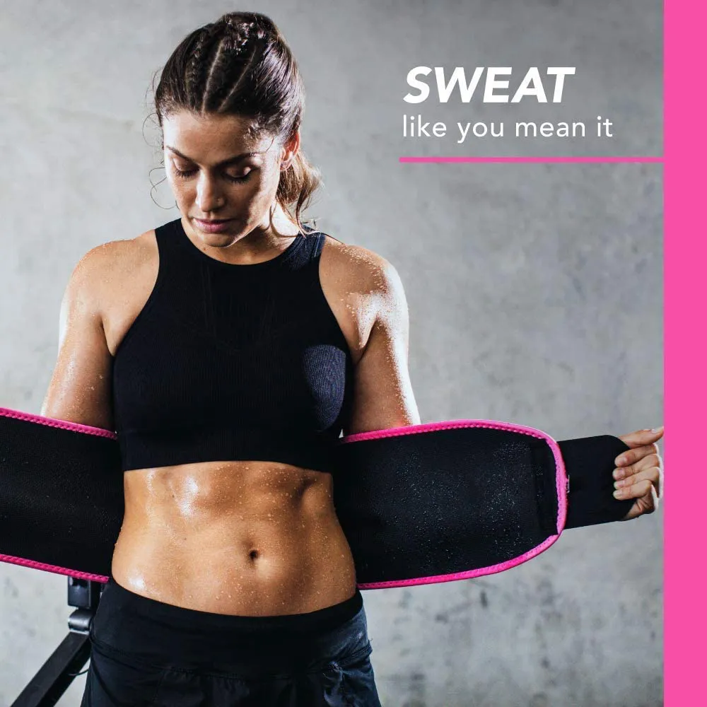 Sweet Sweat Waist Trimmer - Black/Pink | Premium Waist Trainer Sauna Suit for Men & Women