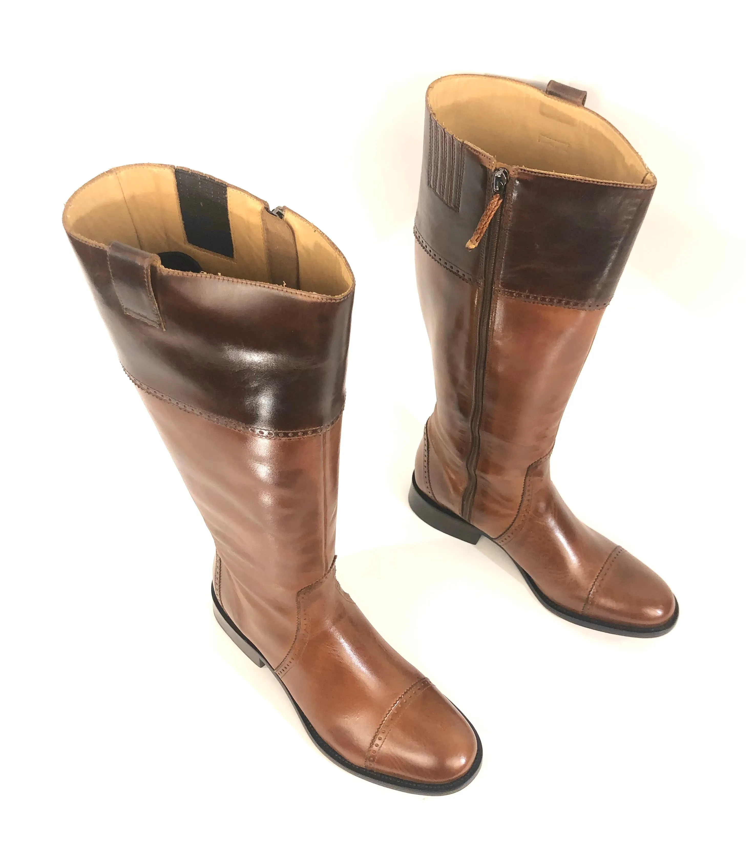 Tan and Mahogany Collard English Style Riding Boots | Size 8B