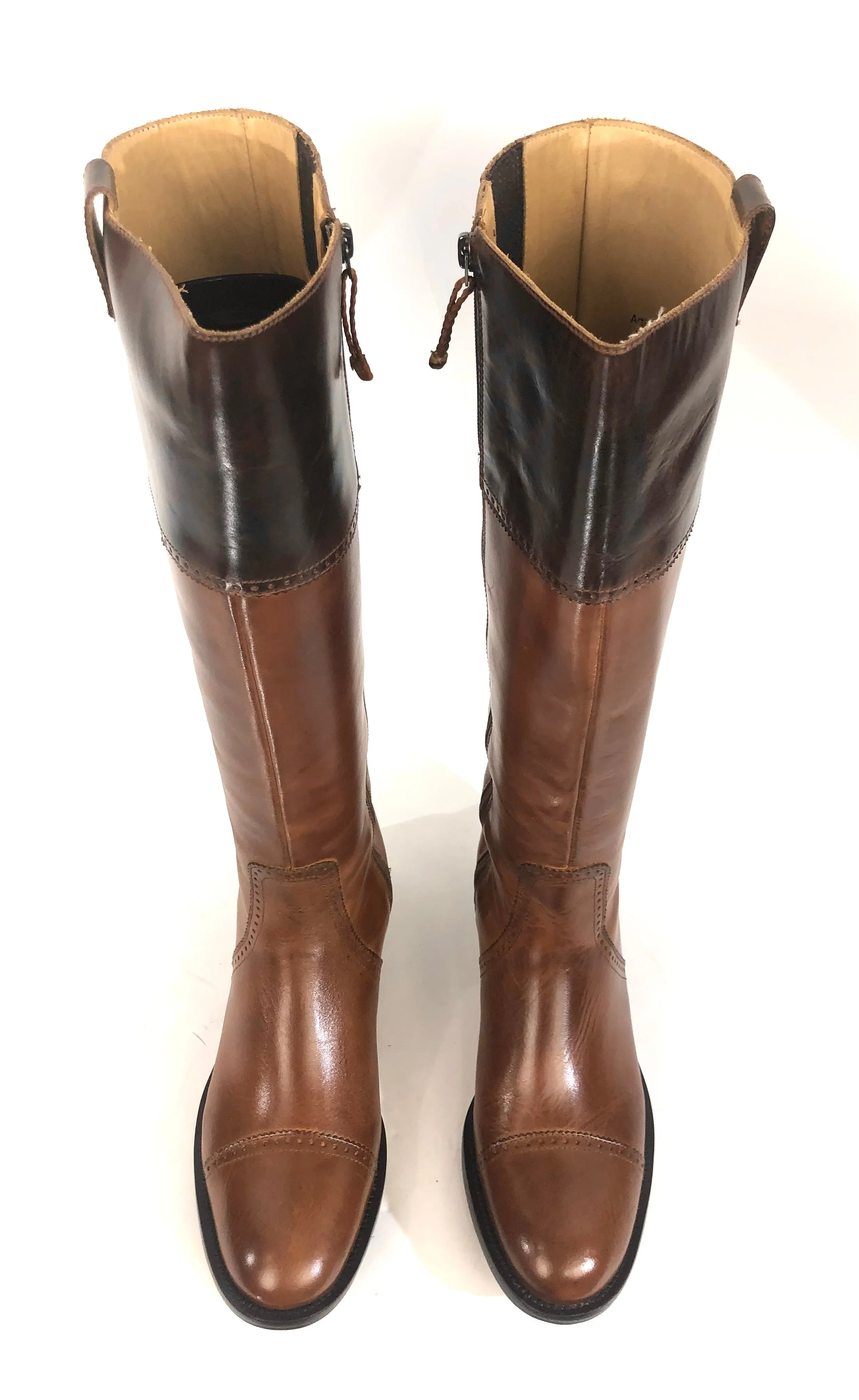 Tan and Mahogany Collard English Style Riding Boots | Size 8B