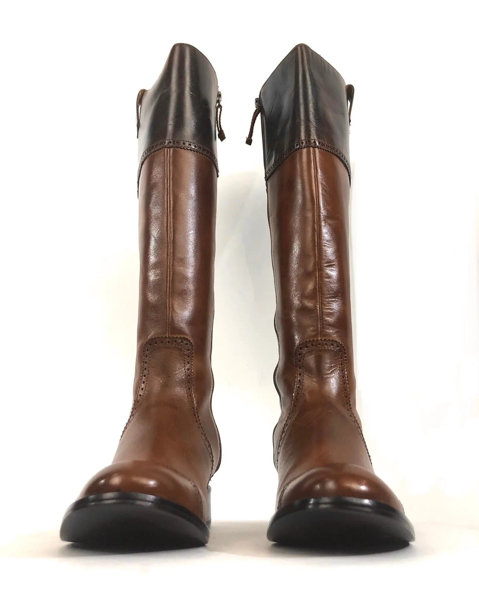 Tan and Mahogany Collard English Style Riding Boots | Size 8B