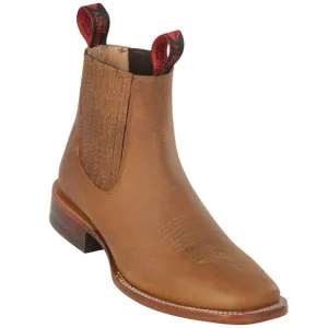 Tan Ankle Square Toe Boots