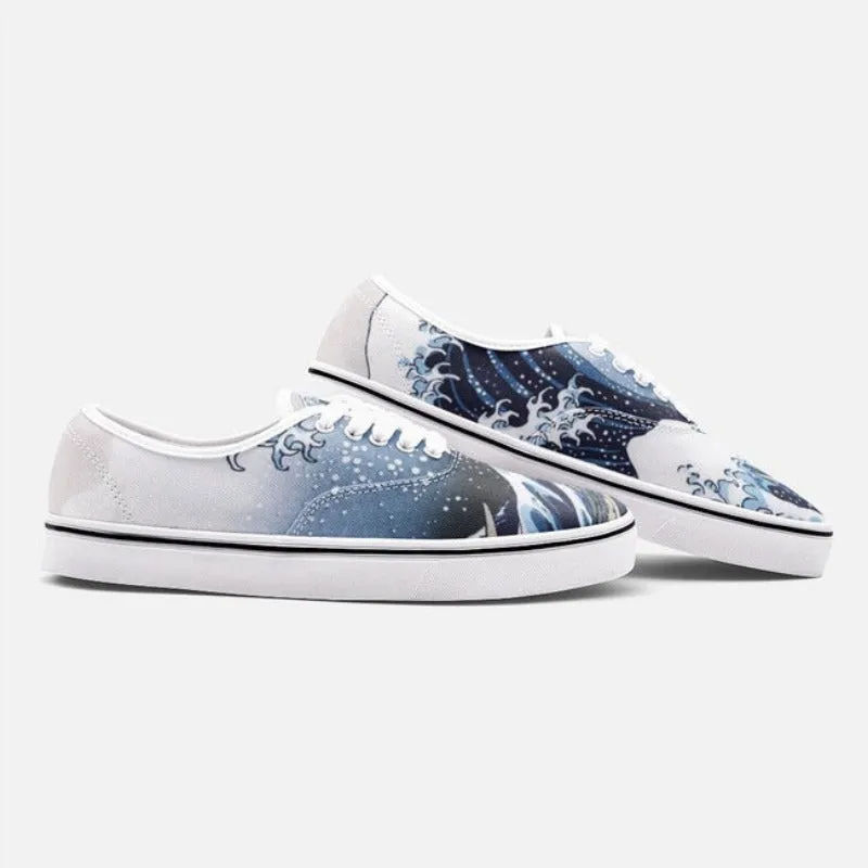 The Great Wave Off Kanagawa by Hokusai Unisex Canvas Shoes Fashion Low Cut Loafer Sneakers