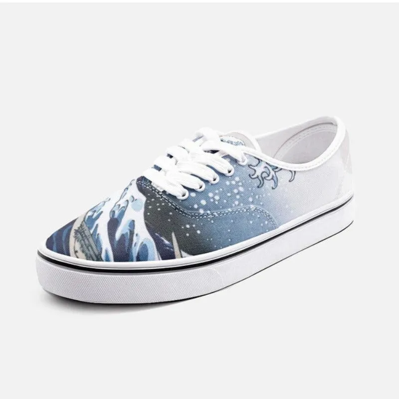 The Great Wave Off Kanagawa by Hokusai Unisex Canvas Shoes Fashion Low Cut Loafer Sneakers