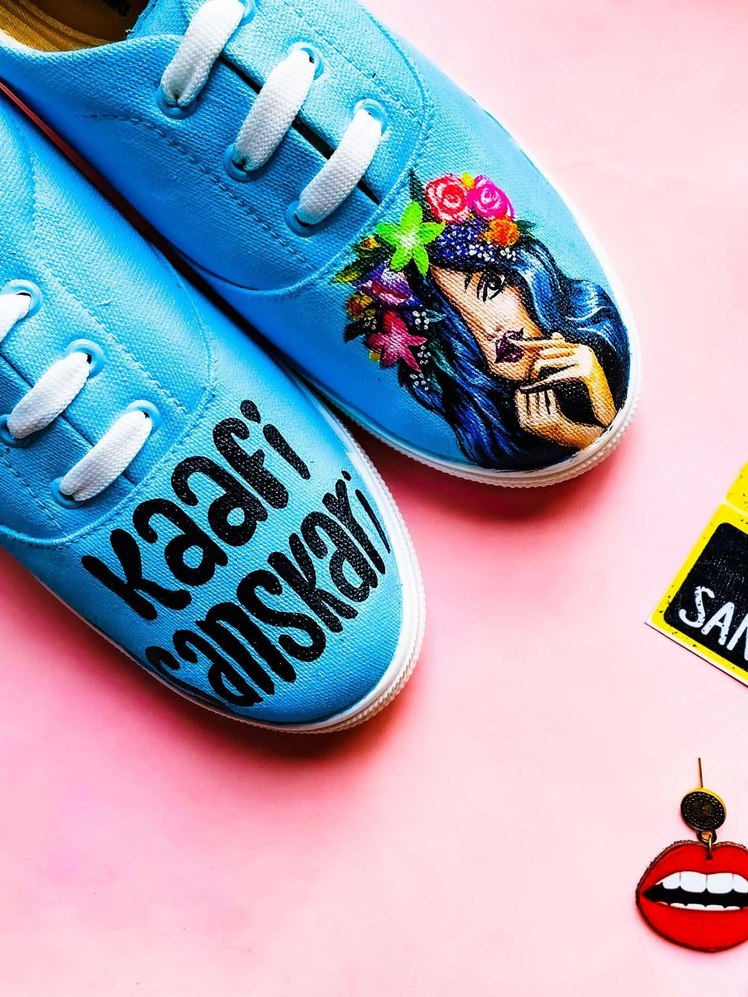 THE QUIRKY NAARI Kaafi Sanskari Sneakers for Ultra-Cool Sanskaari You | Blue | 3 UK