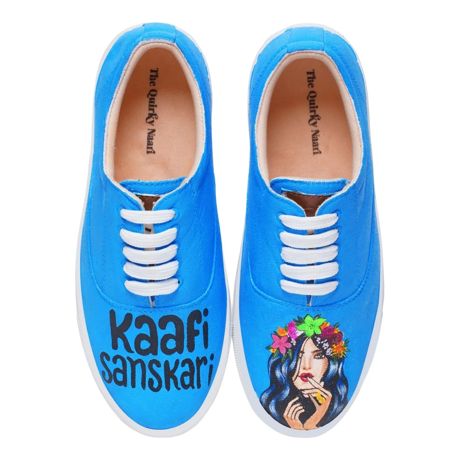 THE QUIRKY NAARI Kaafi Sanskari Sneakers for Ultra-Cool Sanskaari You | Blue | 3 UK