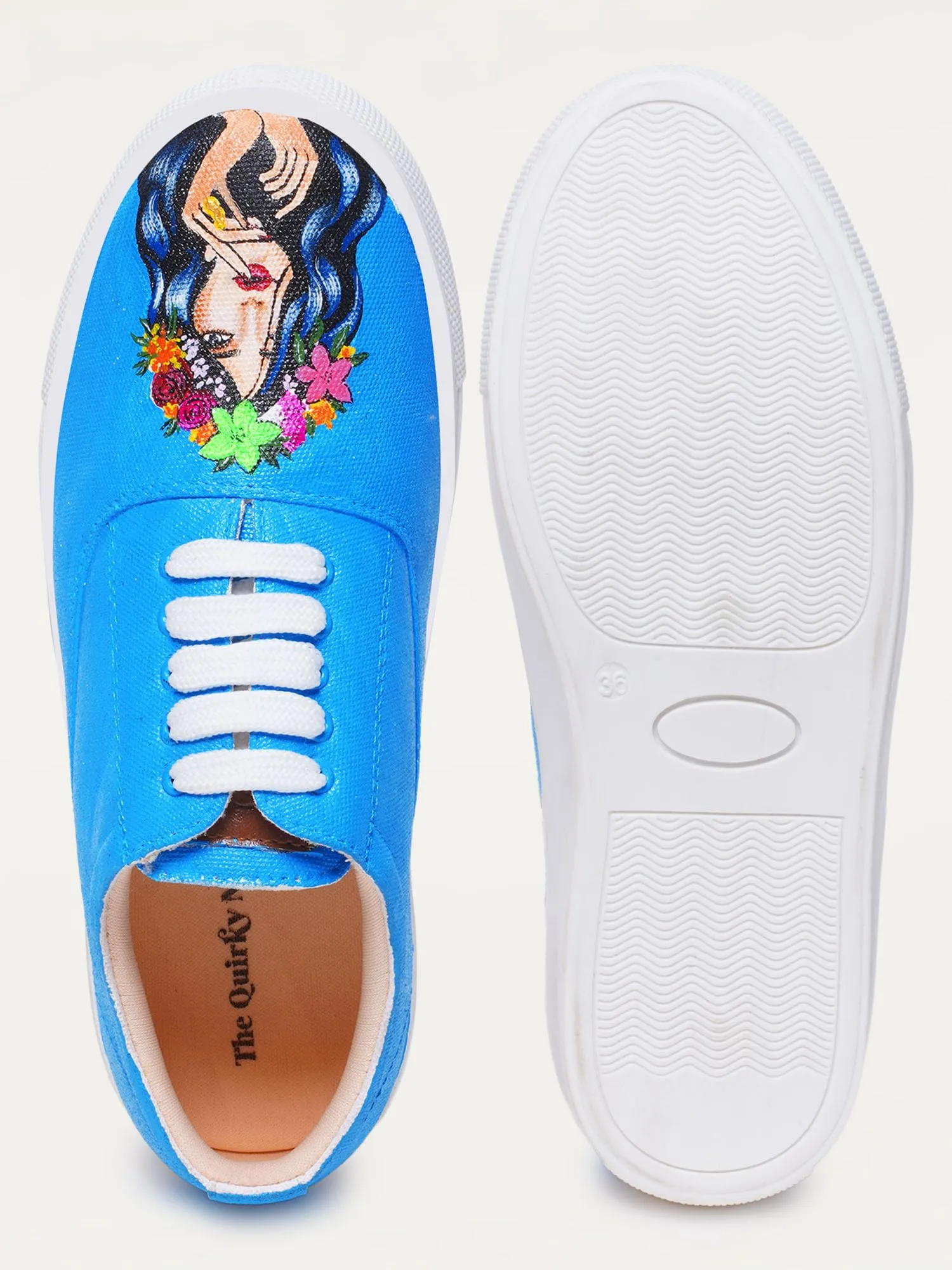 THE QUIRKY NAARI Kaafi Sanskari Sneakers for Ultra-Cool Sanskaari You | Blue | 3 UK