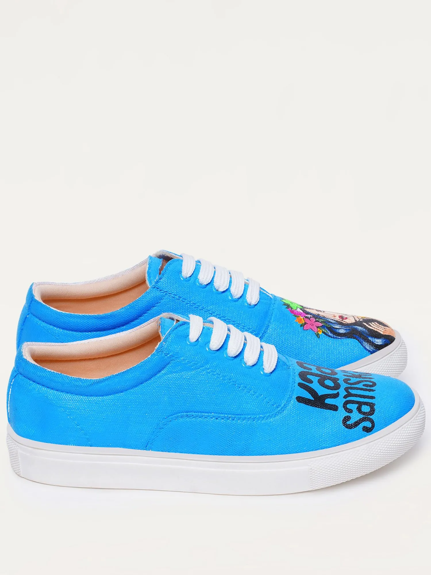 THE QUIRKY NAARI Kaafi Sanskari Sneakers for Ultra-Cool Sanskaari You | Blue | 3 UK