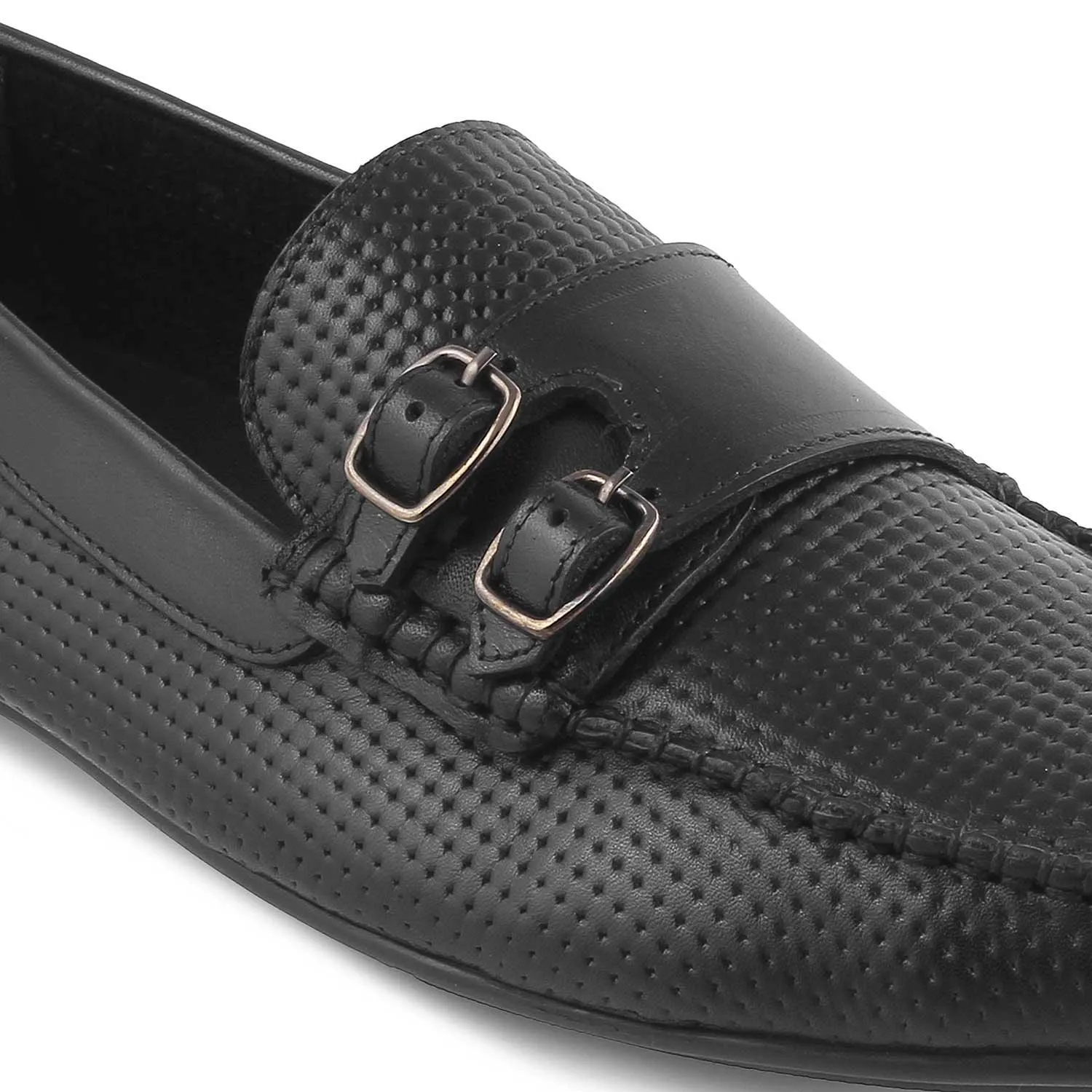 The Yosa Black Men's Double Monk Shoes Tresmode