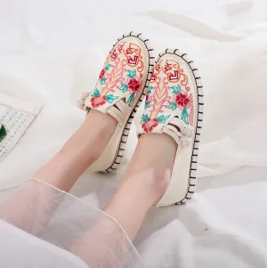 Tibetan Floral Embroidered style Flat Shoes