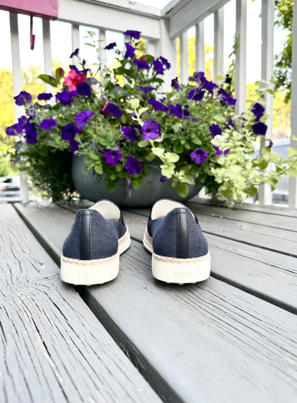 TOD’S Denim Slip-On Espadrille Loafers