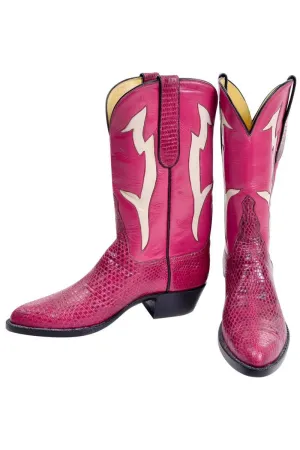 Tom Taylor Santa Fe Custom Vintage Pink Leather & Snakeskin Cowboy Boots 7