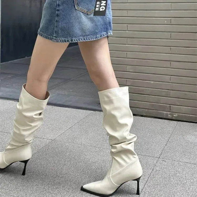 Trendy Knee High Pointed Toe Boots