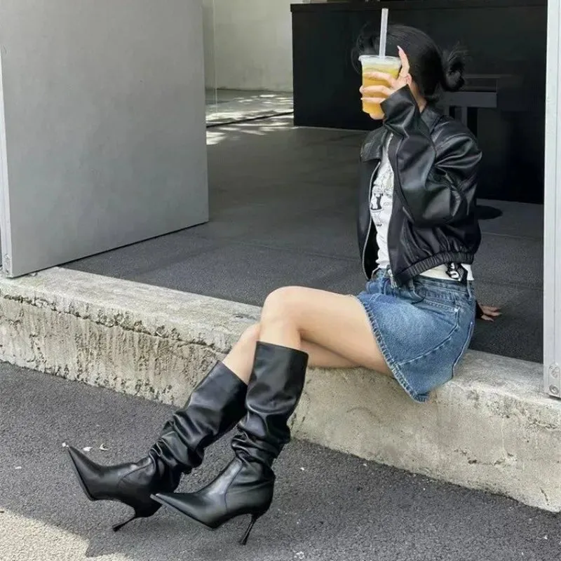 Trendy Knee High Pointed Toe Boots