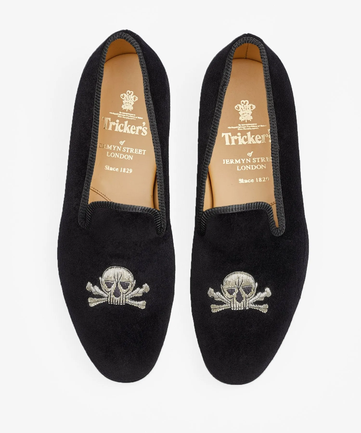 Tricker's Skull & Bones Velvet Slipper