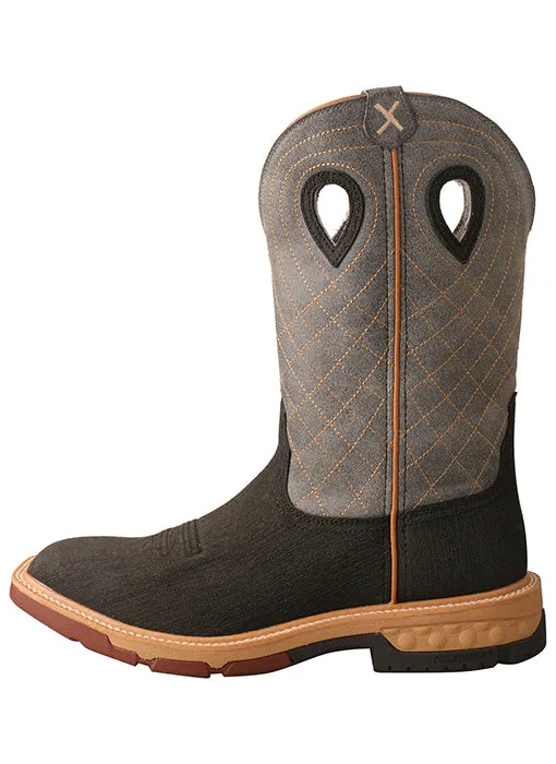 Twisted X Men's 12" Western Work Boot with CellStretch-Rubberized Brown/Grey