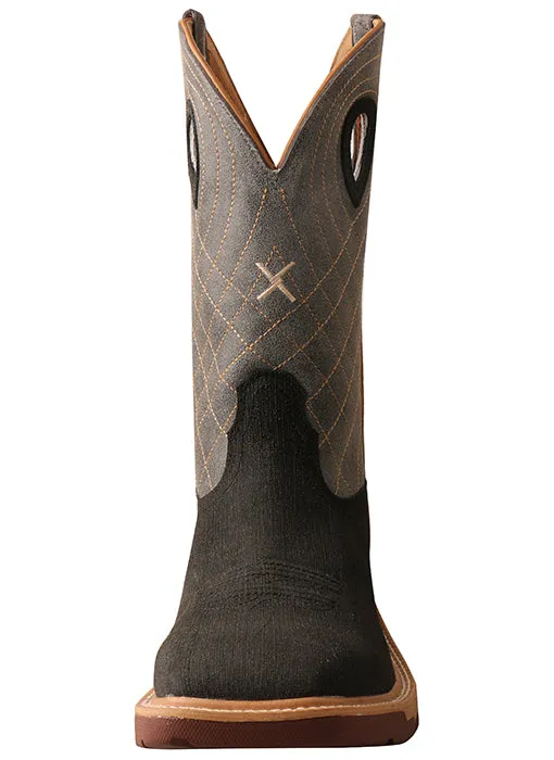 Twisted X Men's 12" Western Work Boot with CellStretch-Rubberized Brown/Grey