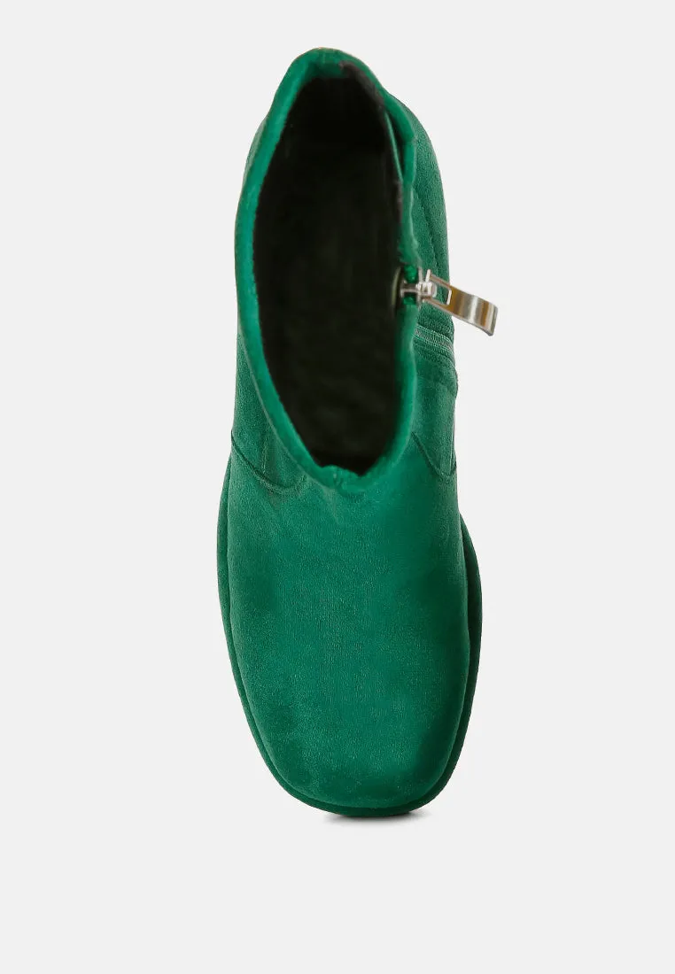 TWO-CUBES Dark Green Suede Platform Ankle Boots