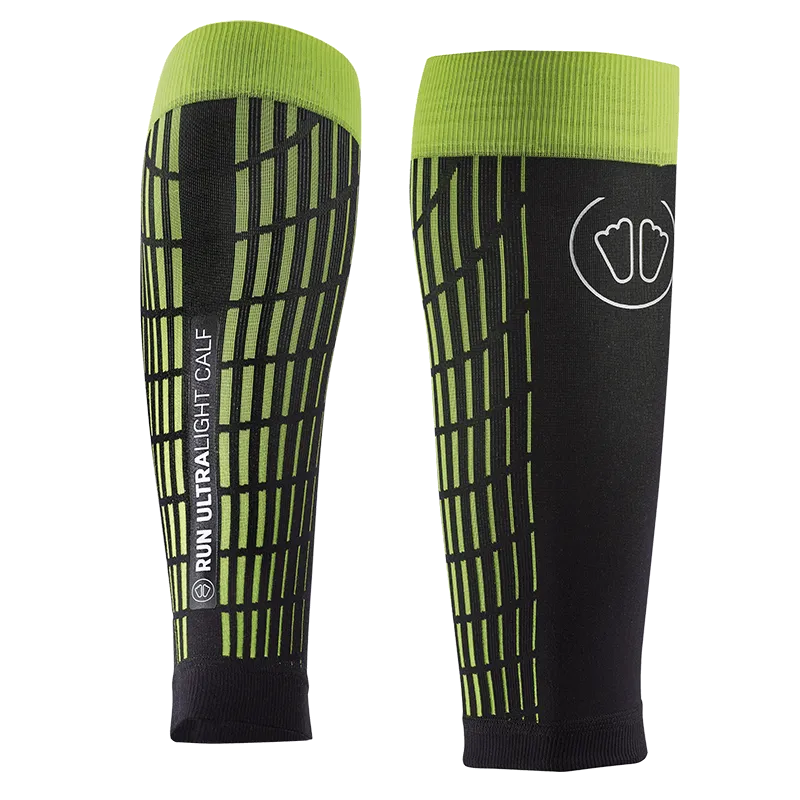 ULTRALIGHT RUN CALF SLEEVES BLACK - YELLOW