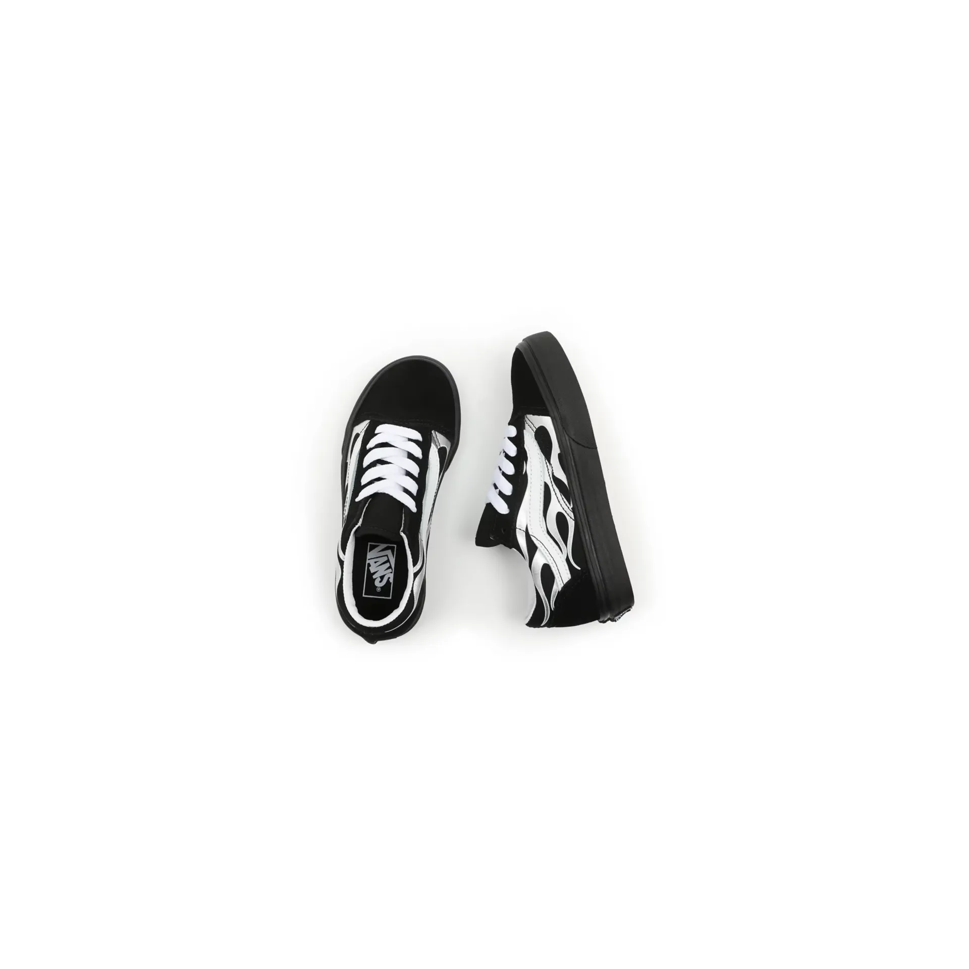 Vans Kid's Metallic Flame Old Skool Shoes - Black / Silver