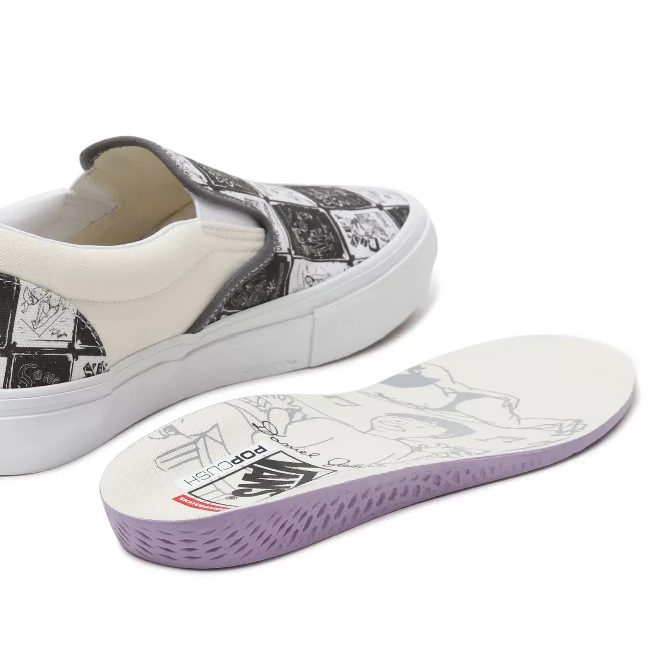 VANS SKATE ERA DANIEL JOHNSTON RAVEN SLIP-ON