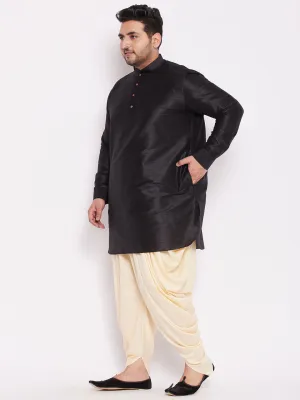 Vastramay Black Silk Blend Kurta Dhoti