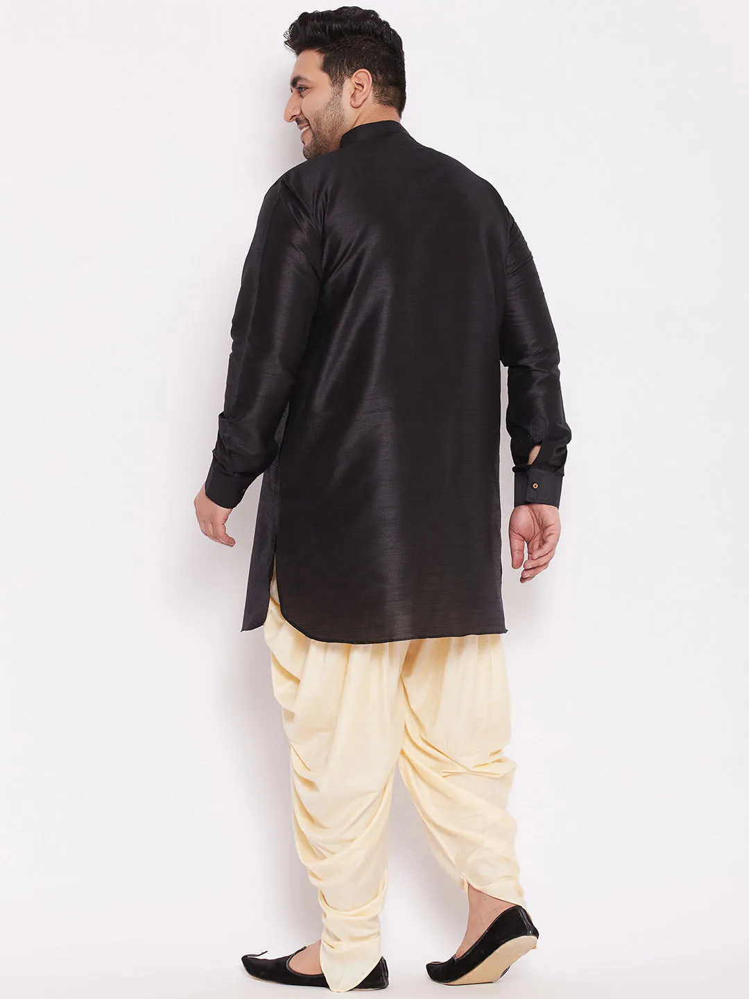 Vastramay Black Silk Blend Kurta Dhoti