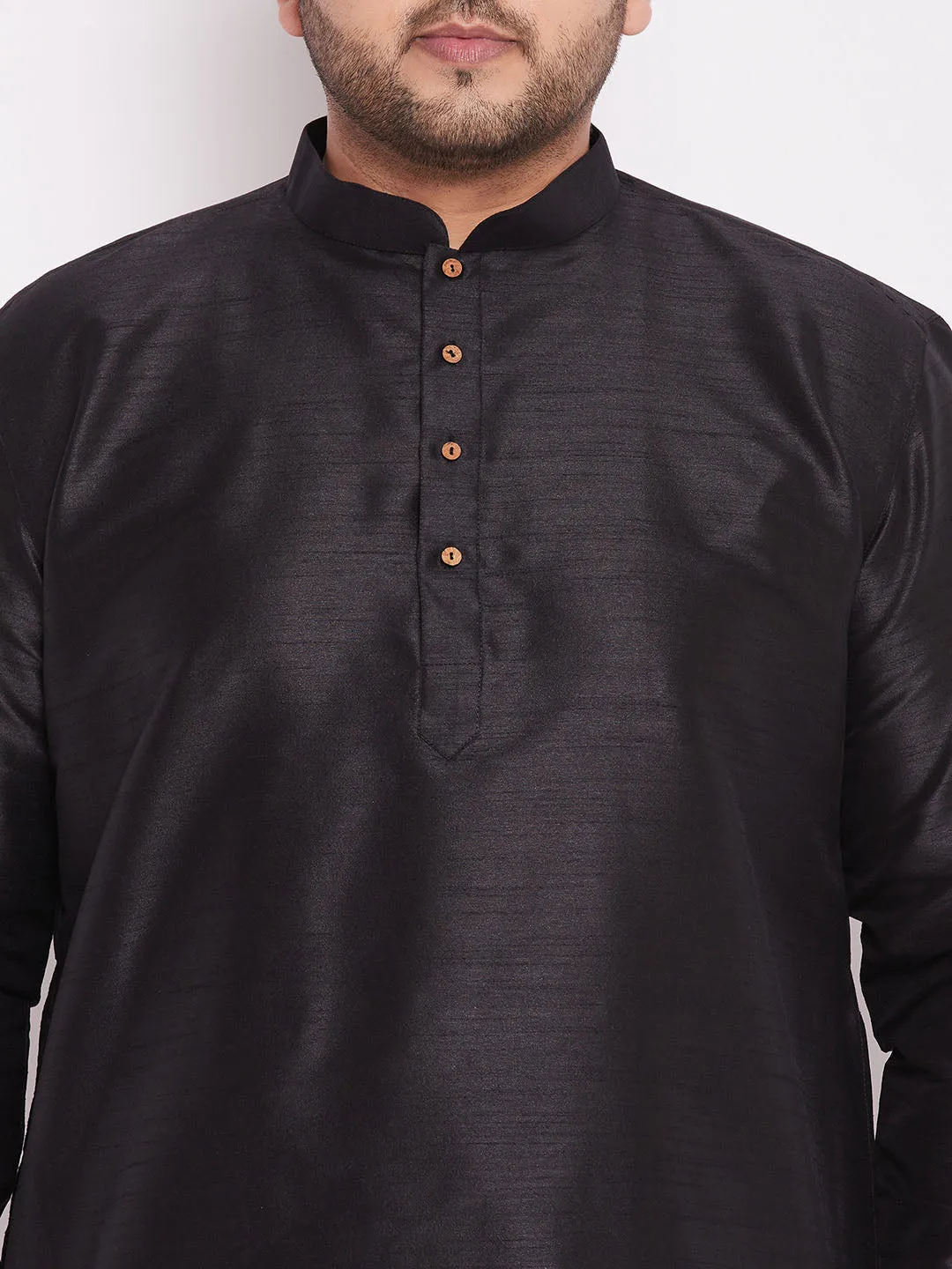 Vastramay Black Silk Blend Kurta Dhoti