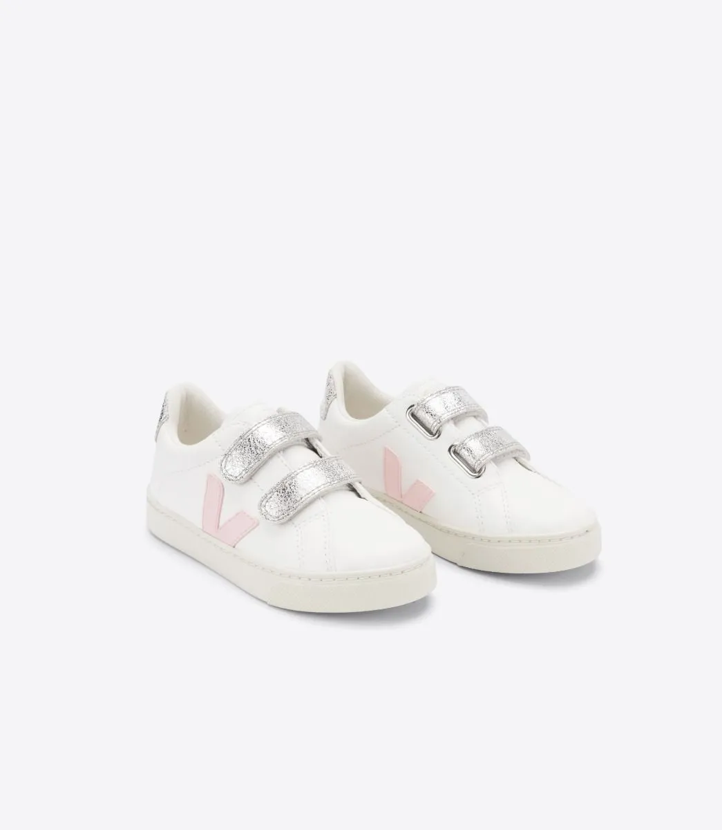 Veja Kids Esplar Laces Chromefree Leather White Petale Silver Trainers