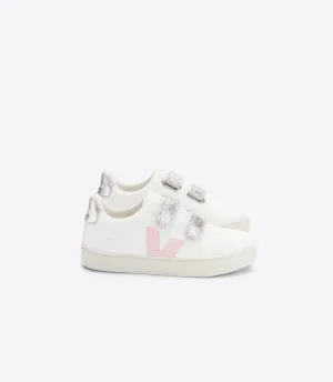 Veja Kids Esplar Laces Chromefree Leather White Petale Silver Trainers