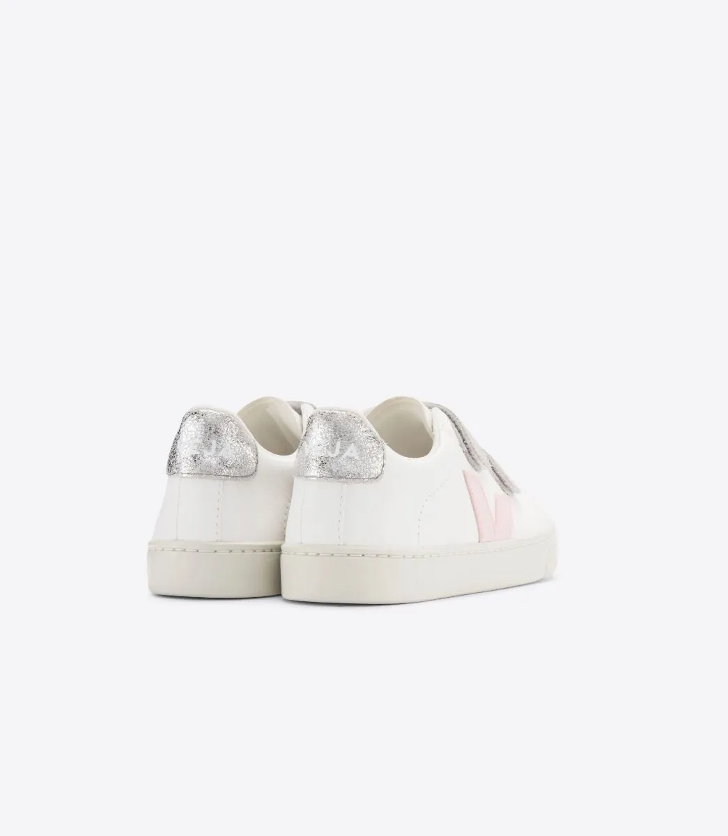 Veja Kids Esplar Laces Chromefree Leather White Petale Silver Trainers