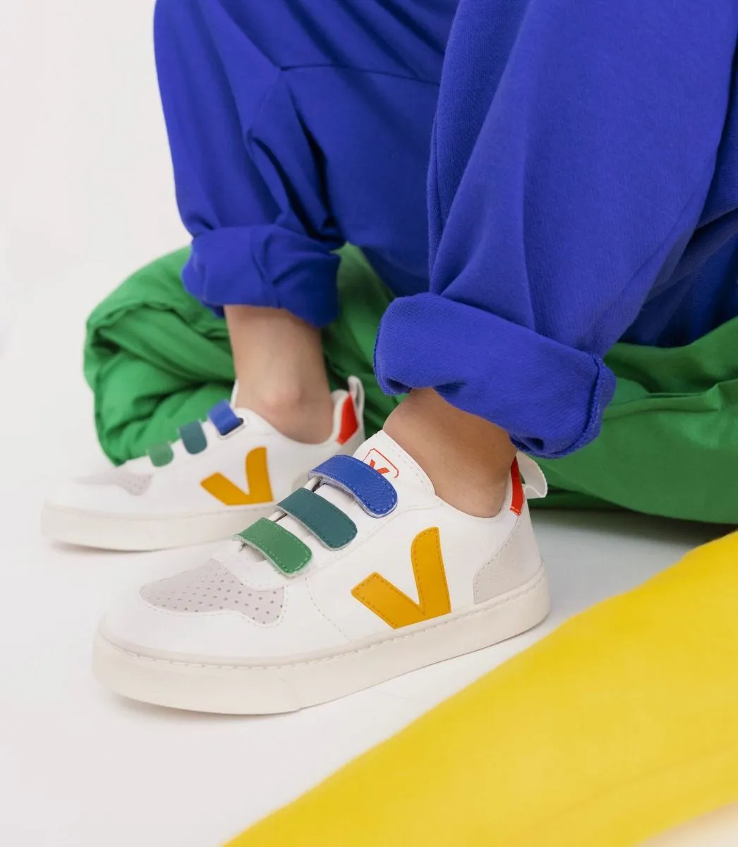 Veja Kids V-10 Chromefree Leather Multico White Ouro Trainers