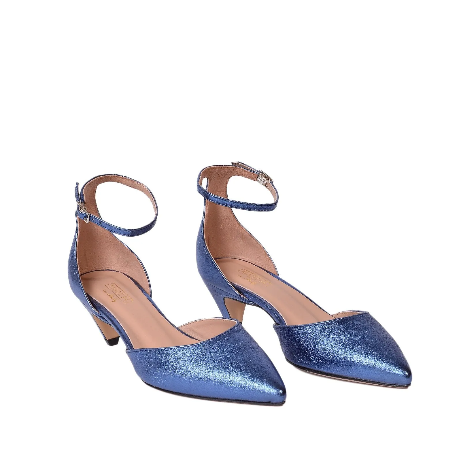 Viki Metallic Blue Leather Shoes