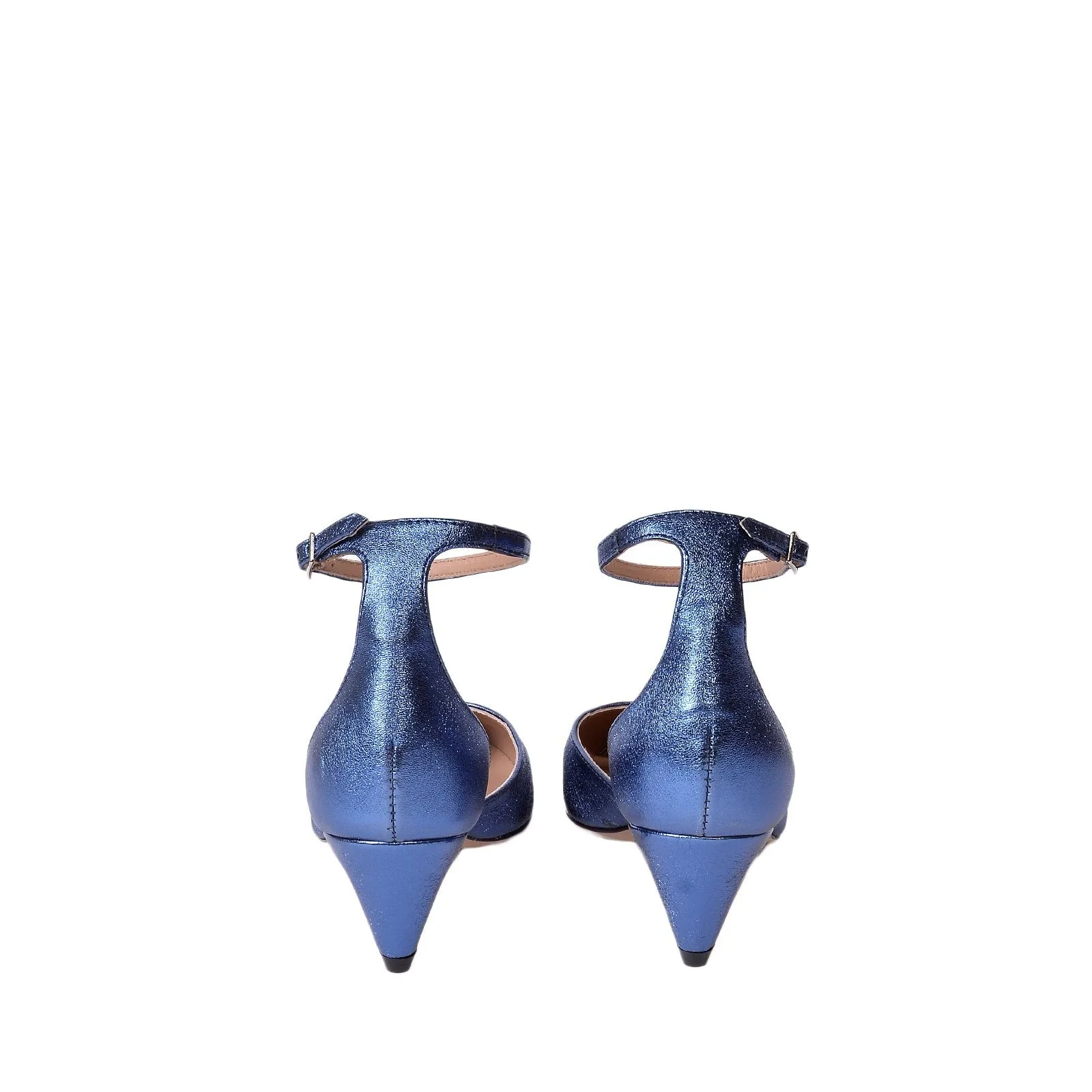 Viki Metallic Blue Leather Shoes