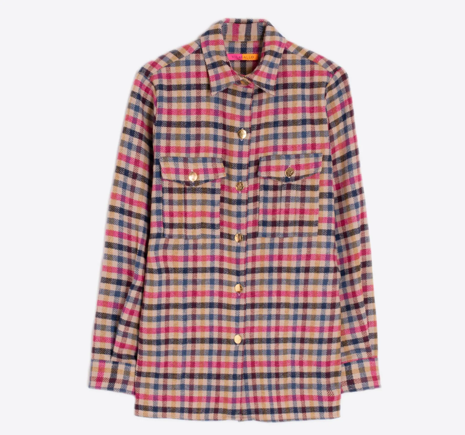 Vilagallo Overshirt Camel Plaid