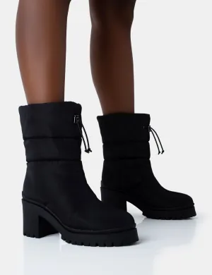 Vine Black Nylon Padded Toggle Ankle Boots