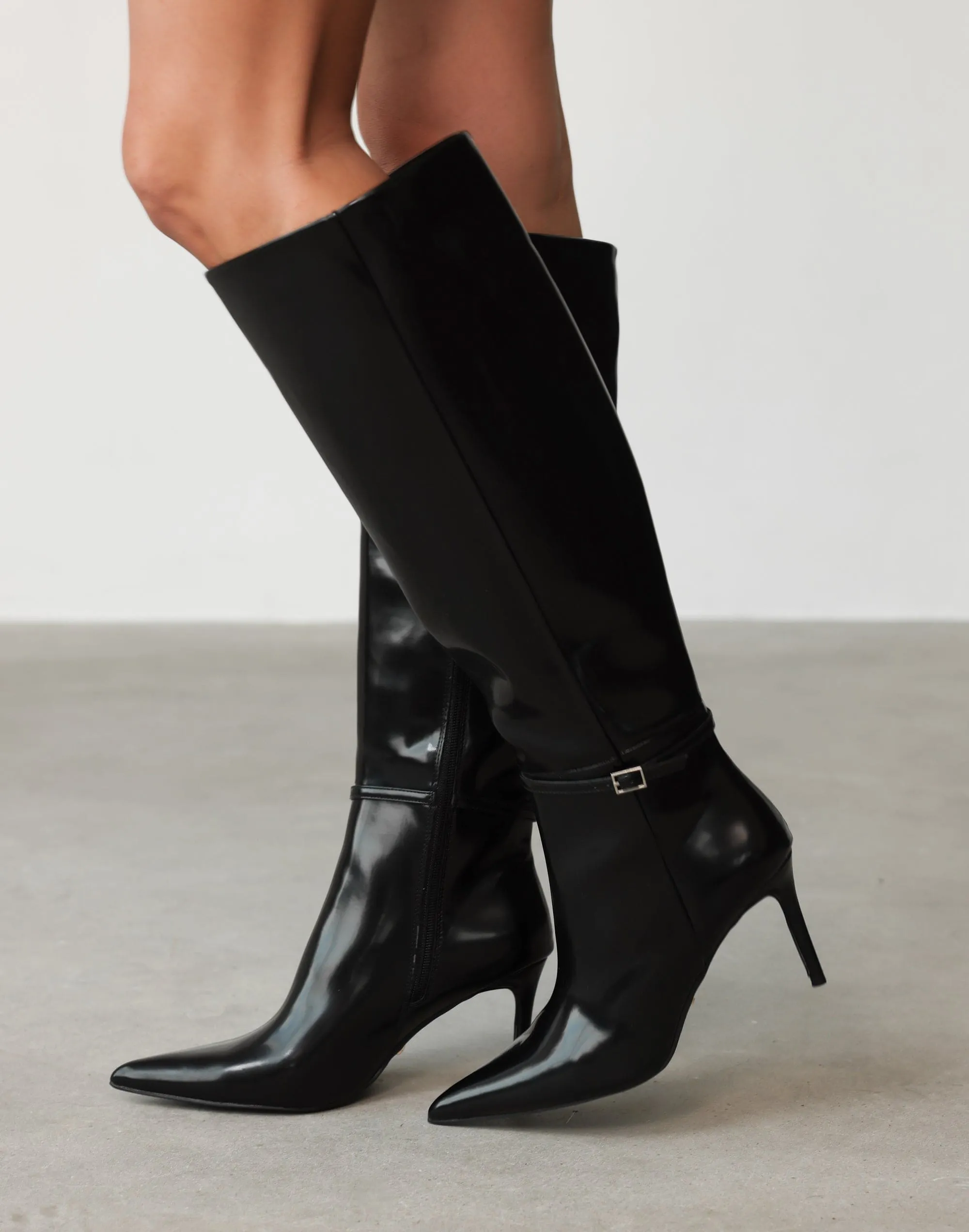 Violetta Knee High Boots (Jet Shine) - By Billini