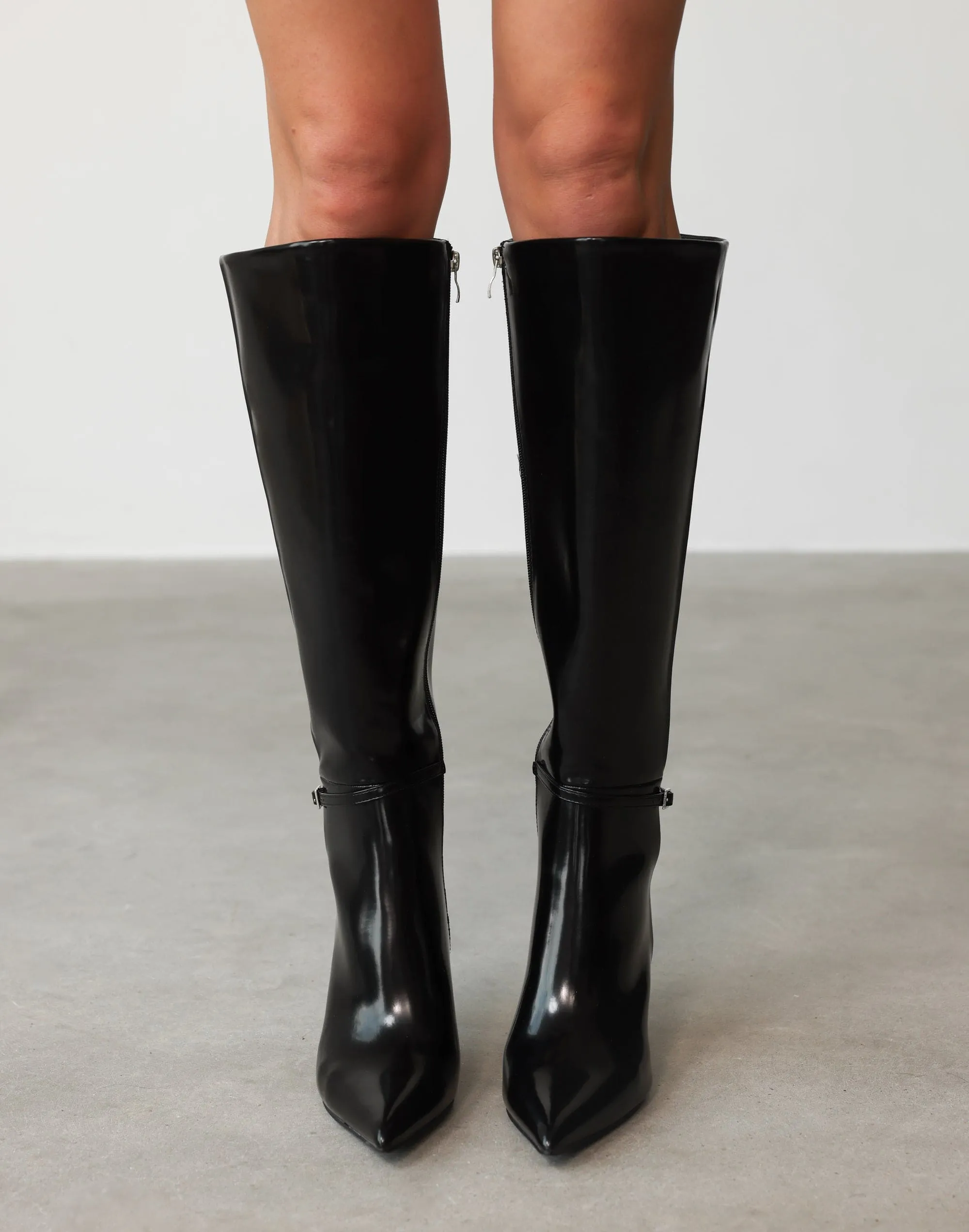 Violetta Knee High Boots (Jet Shine) - By Billini