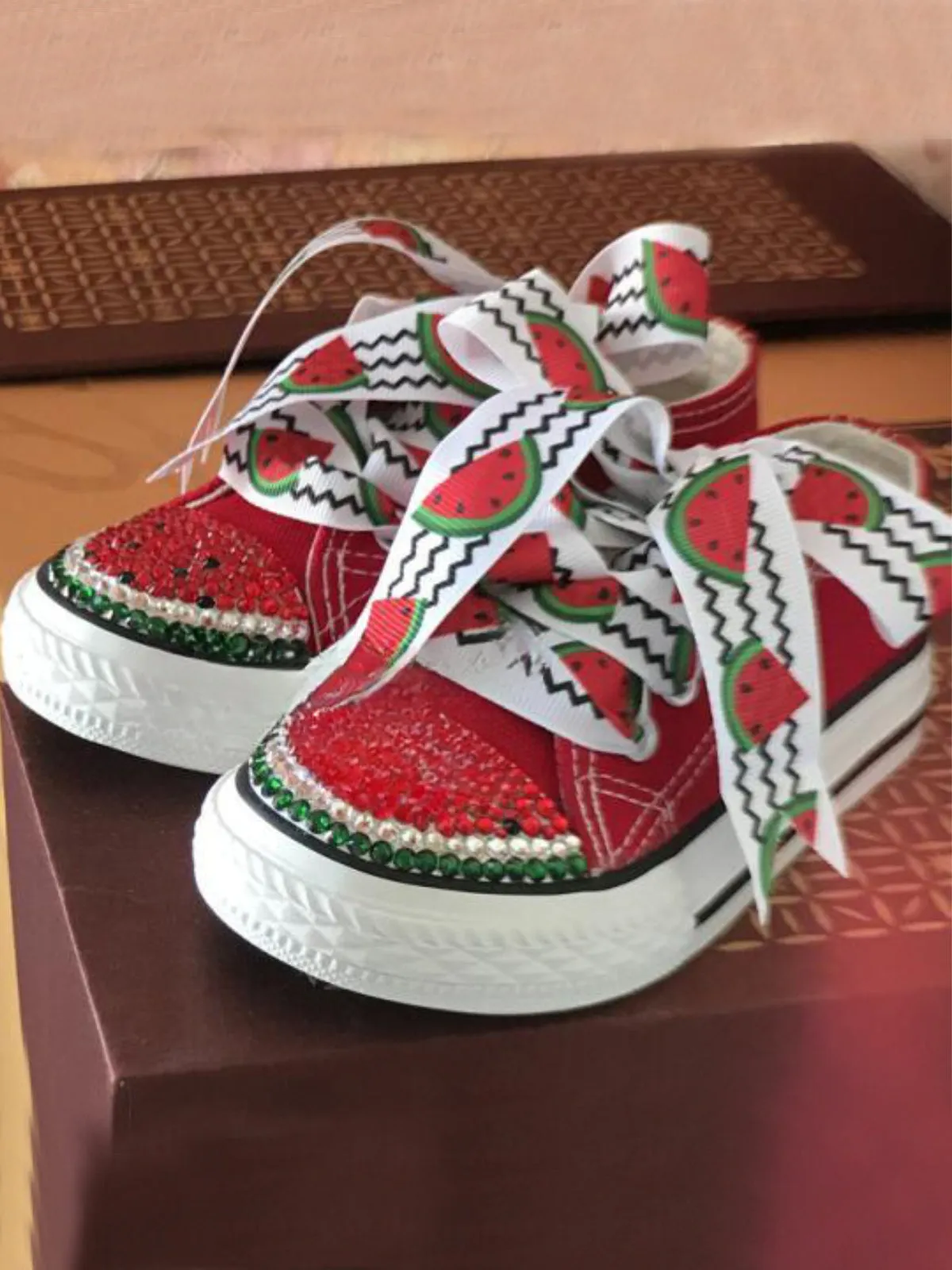 Watermelon Dazzle Canvas Sneakers by Liv and Mia