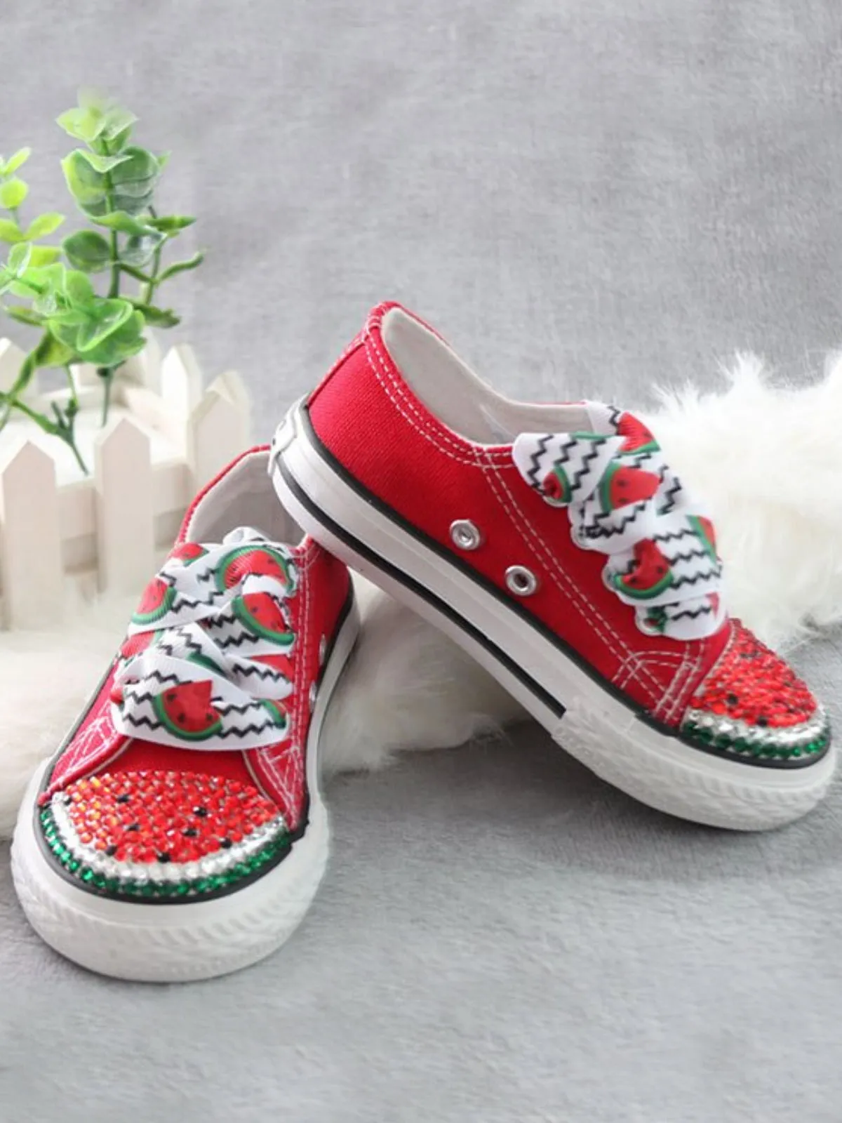 Watermelon Dazzle Canvas Sneakers by Liv and Mia