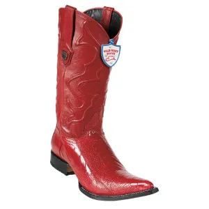 Wild West Boots #2950512 Men's | Color Red | Men's Wild West Ostrich Leg 3x Toe Boots Handcrafted