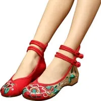 Woman Flat Shoes Vintage Flowers Embroidery Shoes Women Chinese